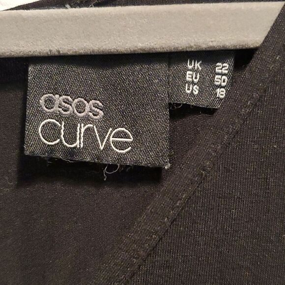 asos curve black elbow sleeve shorts romper - Picture 2 of 6